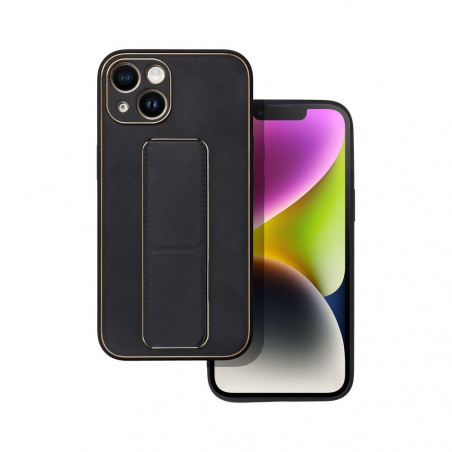 Apple iPhone 14 Coque LEATHER Case Kickstand Noir