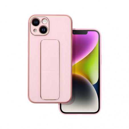 Apple iPhone 14 Coque LEATHER Case Kickstand Rose