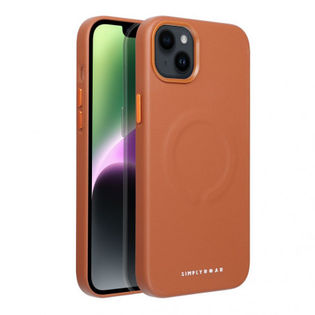 Apple iPhone 14 Plus Coque Roar Leather Mag Élégant MagSAFE Brun