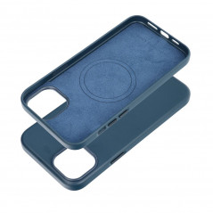 Apple iPhone 15 Plus Coque Leather Mag Cover Élégant  MagSAFE  Bleu indigo