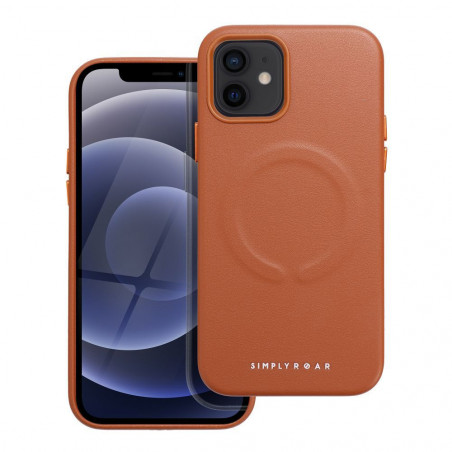 Apple iPhone 12 Coque Roar Leather Mag Élégant  MagSAFE  Brun