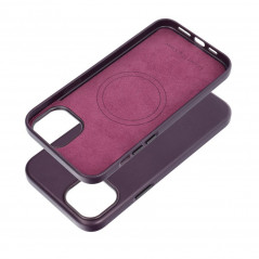 Apple iPhone 15 Plus Coque Leather Mag Cover Élégant  MagSAFE  Violet foncé