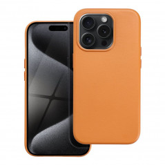 Apple iPhone 15 Pro Coque Leather Mag Cover Élégant  MagSAFE  Orange