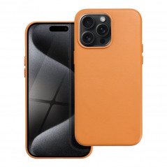 Apple iPhone 15 Pro Max Coque Leather Mag Cover Élégant  MagSAFE  Orange