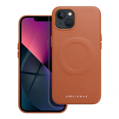 Apple iPhone 13 Coque Roar Leather Mag Élégant  MagSAFE  Brun