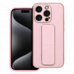 Apple iPhone 15 Pro Coque LEATHER Case Kickstand Rose