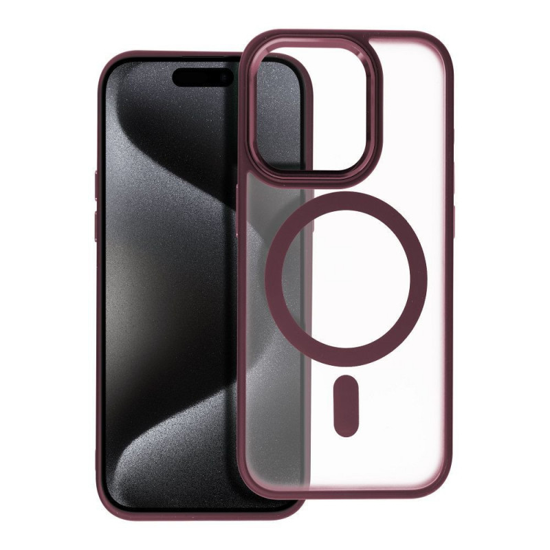 Apple iPhone 15 Pro Coque Matte Mag Cove MagSAFE  Rouge prune