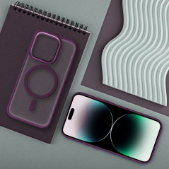 Apple iPhone 15 Pro Coque Matte Mag Cove MagSAFE  Rouge prune