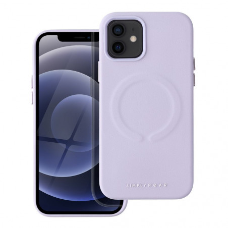 Apple iPhone 12 Coque Roar Leather Mag Élégant  MagSAFE  Violet (Purple)