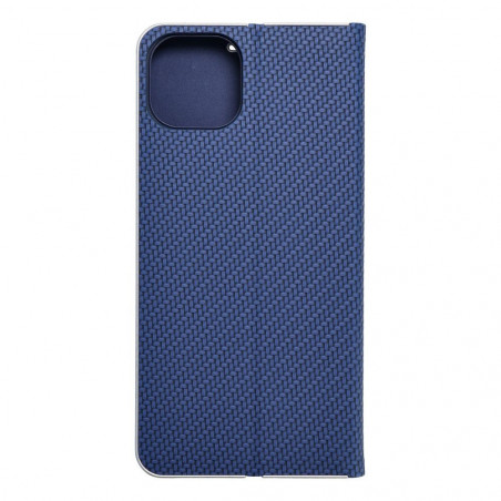 Apple iPhone 15 Plus Portefeuilles LUNA Book Carbon Fibre de carbone, Élégant  Bleu