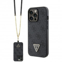 Apple iPhone 13 Pro Max Coque Guess Metal Logo Starss Crossbody Élégant  Noir