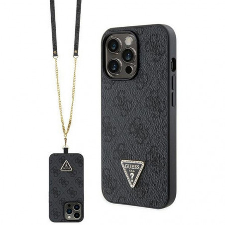 Apple iPhone 13 Pro Max Coque Guess Metal Logo Starss Crossbody Élégant  Noir