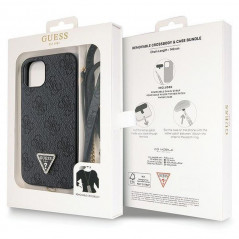 Apple iPhone 14 Coque Guess Metal Logo Starss Crossbody Élégant  Noir