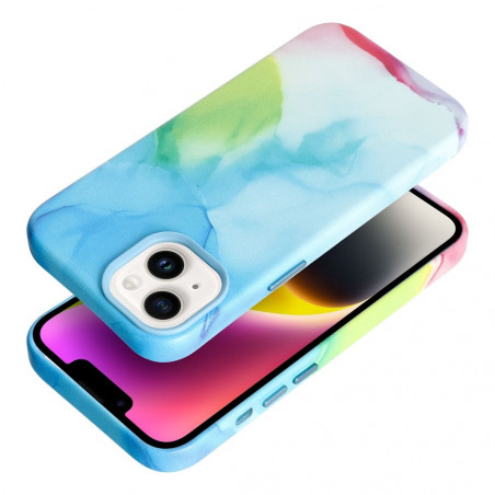 Apple iPhone 14 Coque Leather Mag Cover Élégant MagSAFE Tâche de couleur