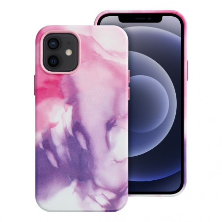 Apple iPhone 12 Coque Leather Mag Cover Élégant  MagSAFE  Éclaboussure violette