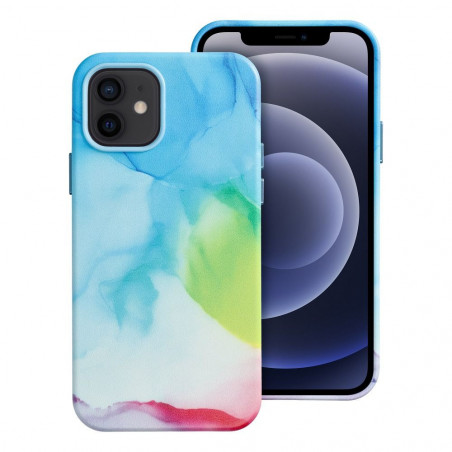 Apple iPhone 12 Coque Leather Mag Cover Élégant  MagSAFE  Tâche de couleur