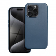 Apple iPhone 15 Pro Coque Leather Mag Cover Élégant  MagSAFE  Bleu indigo