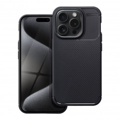Apple iPhone 15 Coque Carbon premium Élégant  Noir
