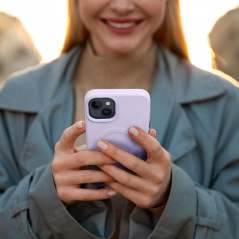 Apple iPhone 15 Plus Coque Roar Leather Mag Élégant  MagSAFE  Violet (Purple)