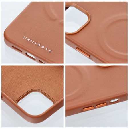 Apple iPhone 15 Pro Coque Roar Leather Mag Élégant  MagSAFE  Brun