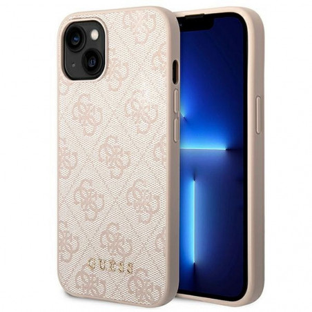 Apple iPhone 14 Coque Guess 4G Gold Logo Élégant  Rose
