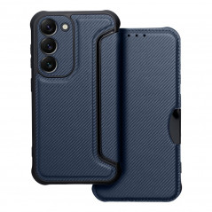 Samsung Galaxy S23 5G Portefeuilles Razor Book Fibre de carbone, Modèle de carbone  Bleu