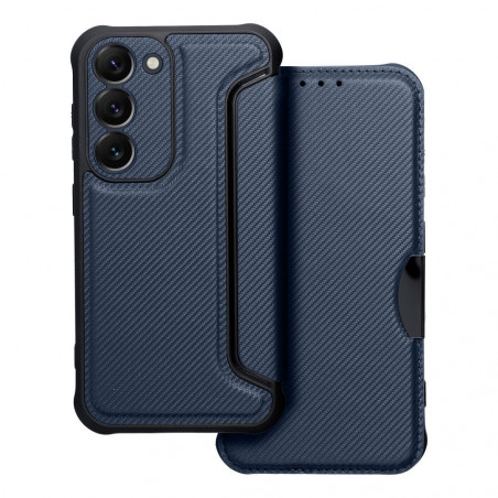 Samsung Galaxy S23 5G Portefeuilles Razor Book Fibre de carbone, Modèle de carbone  Bleu
