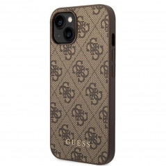 Apple iPhone 14 Plus Coque Guess 4G Gold Logo Élégant  Brun