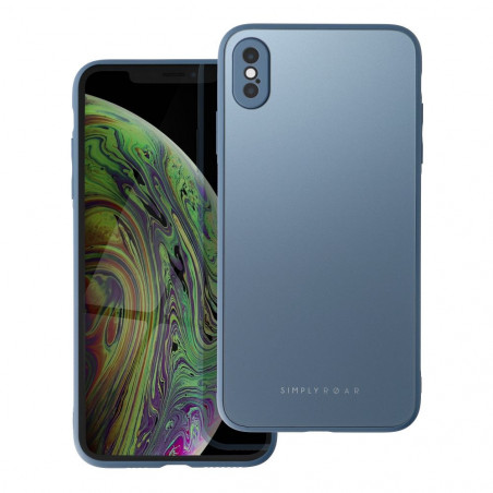 Apple iPhone XS Coque Roar Matte Glass Élégant Bleu