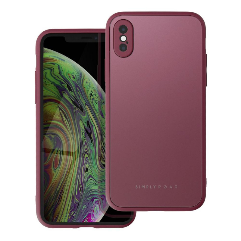 Apple iPhone XS Coque Roar Matte Glass Élégant  Bordeaux