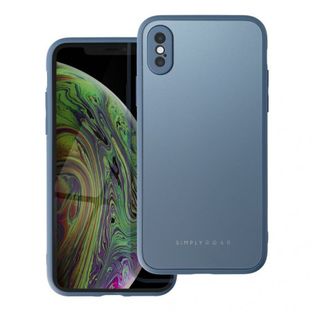 Apple iPhone X Coque Roar Matte Glass Élégant Bleu