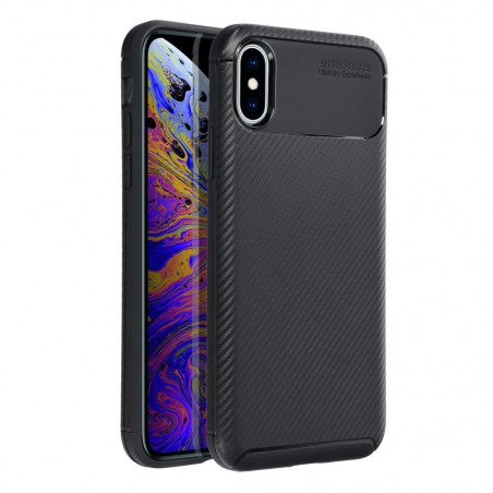 Apple iPhone XS Coque Carbon premium Élégant  Noir