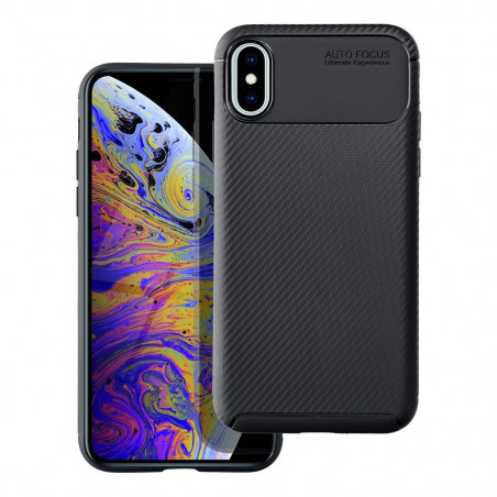 Apple iPhone XS Coque Carbon premium Élégant  Noir
