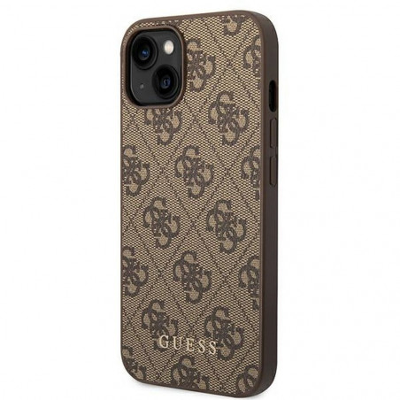 Apple iPhone 14 Coque Guess 4G Gold Logo Élégant Brun