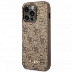Apple iPhone 14 Pro Max Coque Guess 4G Gold Logo Élégant  Brun