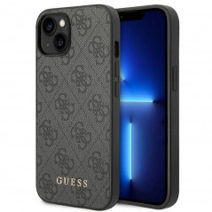 Apple iPhone 14 Coque Guess 4G Gold Logo Élégant  Gris