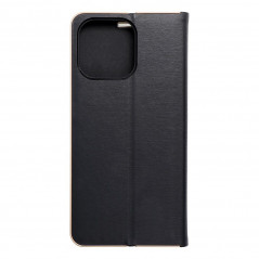 Apple iPhone 15 Pro Max Portefeuilles LUNA Book Gold Élégant Noir