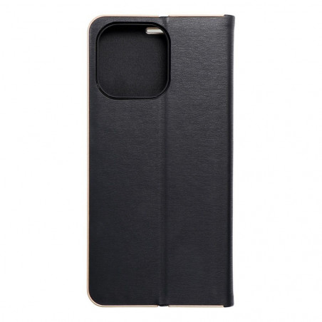 Apple iPhone 15 Pro Max Portefeuilles LUNA Book Gold Élégant Noir