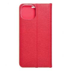 Apple iPhone 15 Portefeuilles LUNA Book Gold Élégant  Rouge