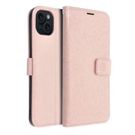 Apple iPhone 15 Plus Portefeuilles MEZZO Book Mandala  Or rose