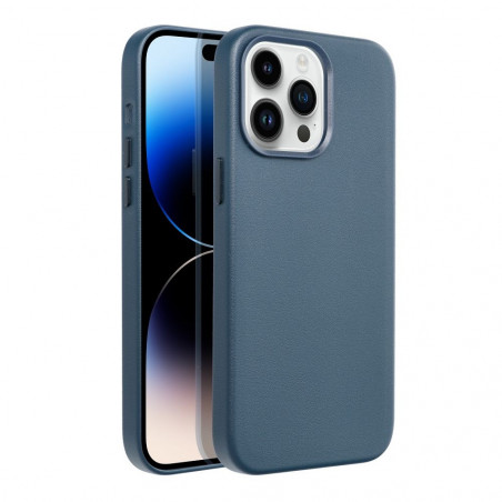 Apple iPhone 14 Pro Max Coque Leather Mag Cover Élégant  MagSAFE  Bleu indigo