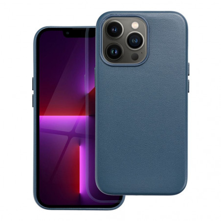 Apple iPhone 13 Pro Coque Leather Mag Cover Élégant MagSAFE Bleu indigo