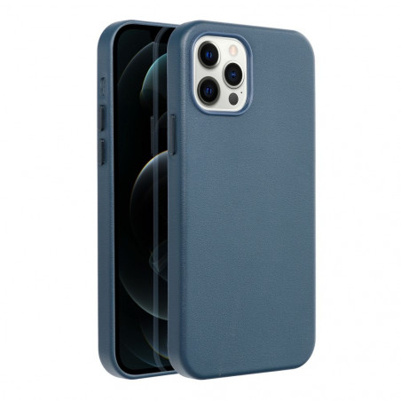 Apple iPhone 12 Pro Coque Leather Mag Cover Élégant MagSAFE Bleu indigo