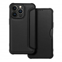 Apple iPhone 13 Pro Portefeuilles Razor Book Fibre de carbone, Modèle de carbone  Noir