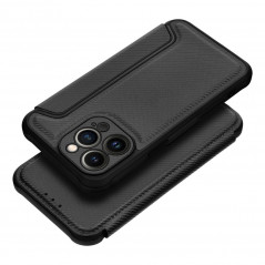 Apple iPhone 13 Pro Portefeuilles Razor Book Fibre de carbone, Modèle de carbone  Noir