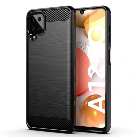 Samsung Galaxy A12 Coque Carbon Élégant  Noir