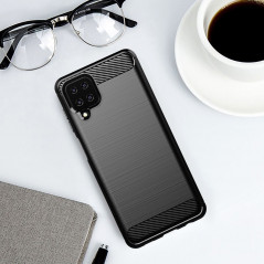 Samsung Galaxy A12 Coque Carbon Élégant  Noir