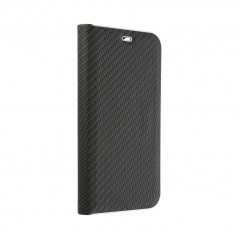 Apple iPhone XR Portefeuilles LUNA Book Carbon Fibre de carbone, Élégant  Noir 