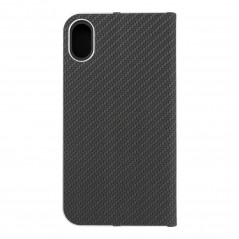 Apple iPhone XR Portefeuilles LUNA Book Carbon Fibre de carbone, Élégant  Noir 