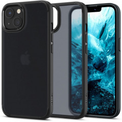 Apple iPhone 13 Coque Spigen Ultra Hybrid Clair comme du cristal  Noir givré mat